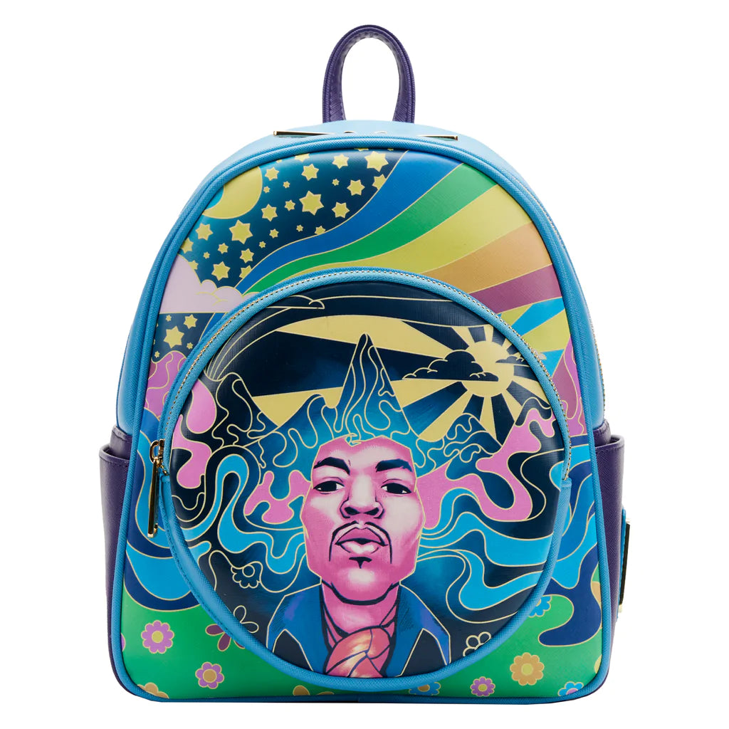 Jimi Hendrix Psychedelic Glow Landscape Zip Mini Backpack