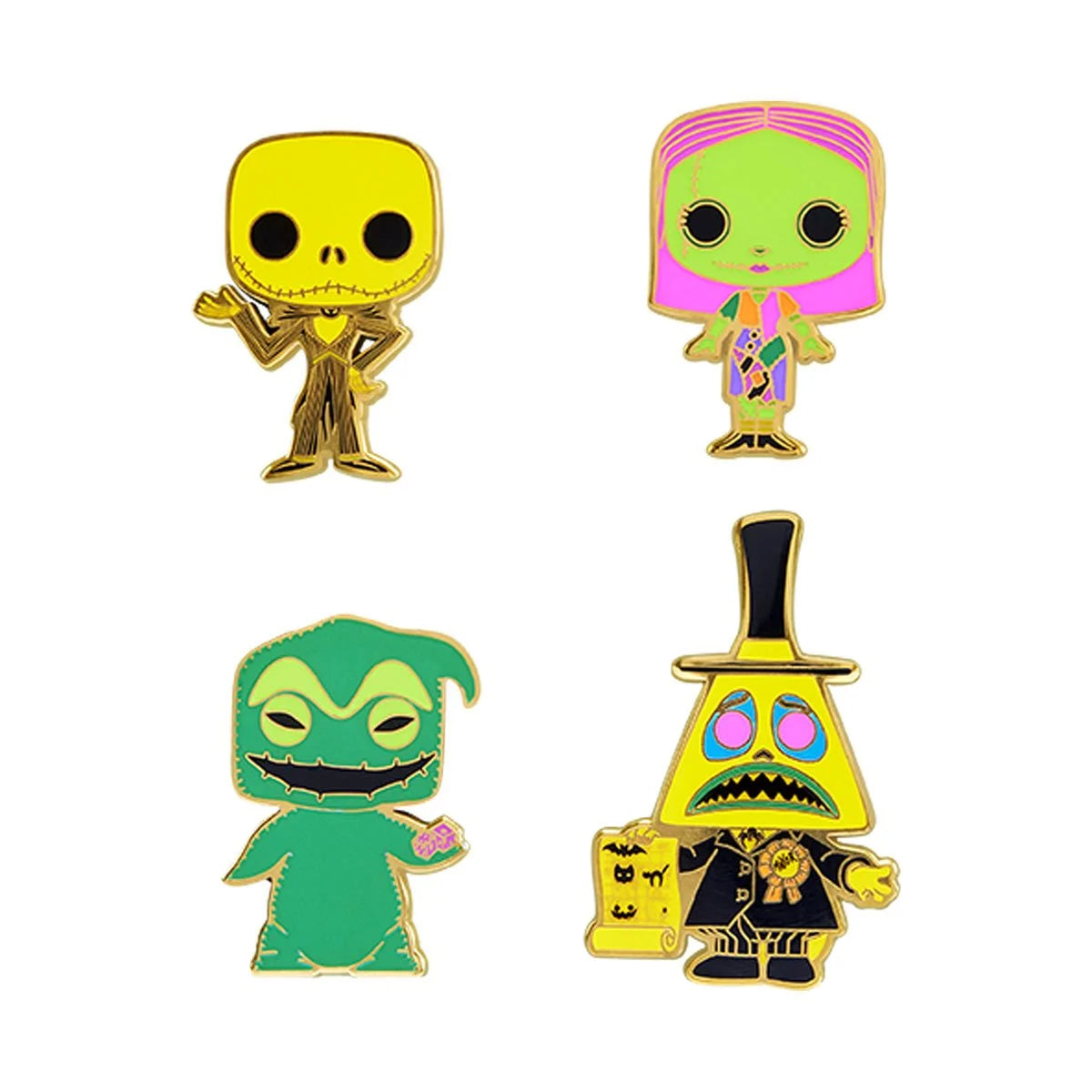 The Nightmare Before Christmas Black Light Pin 4-Pack Set